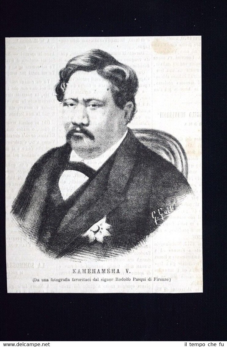 Kamehaméha V Incisione del 1871 | Immagine principale