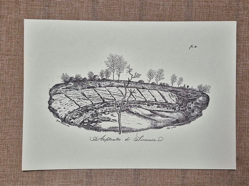 L'Anfiteatro di Siracusa Tavola di Giuseppe Politi Anno 1835 Ristampa