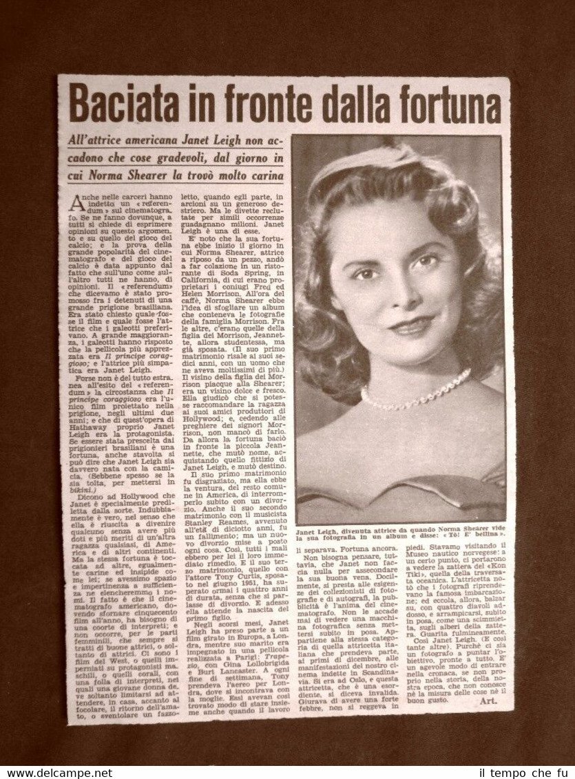 L'Attrice Janet Leigh scoperta da Norma Shearer Stampa del 1956