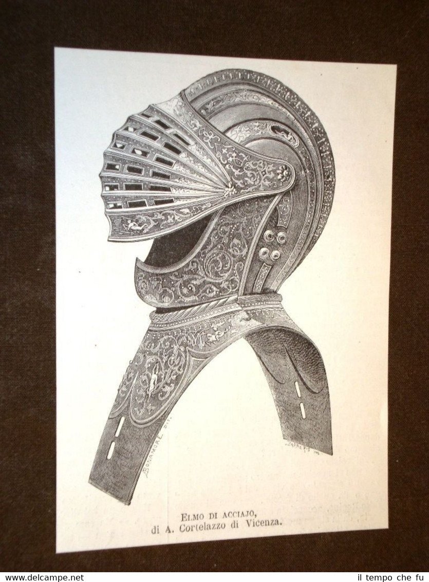 L'elmo in acciaio dell'armatura di A. Cortelazzo di Vicenza