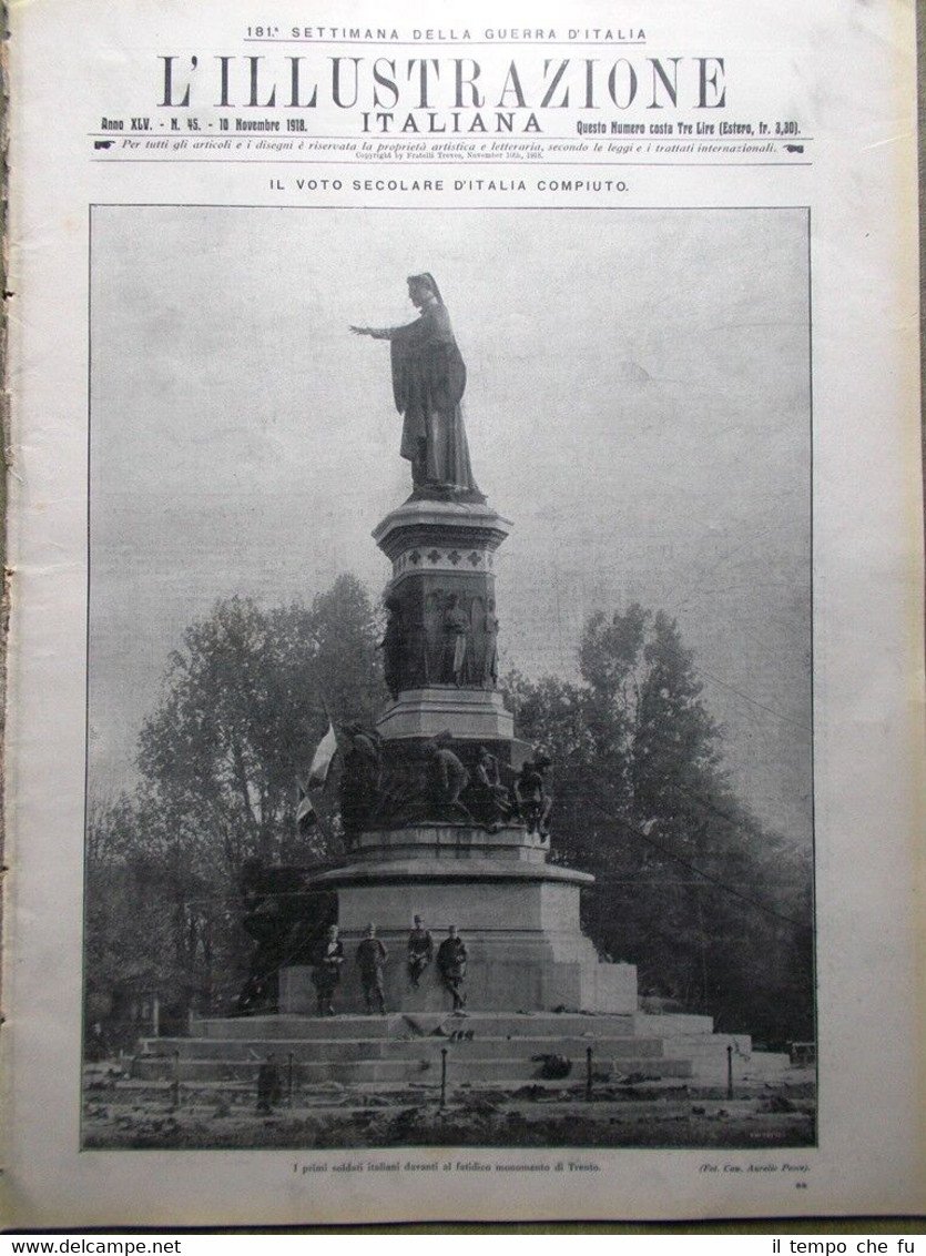 L'Illustrazione Italiana 10 Novembre 1918 WW1 Trento Trieste Belgrado Monticano