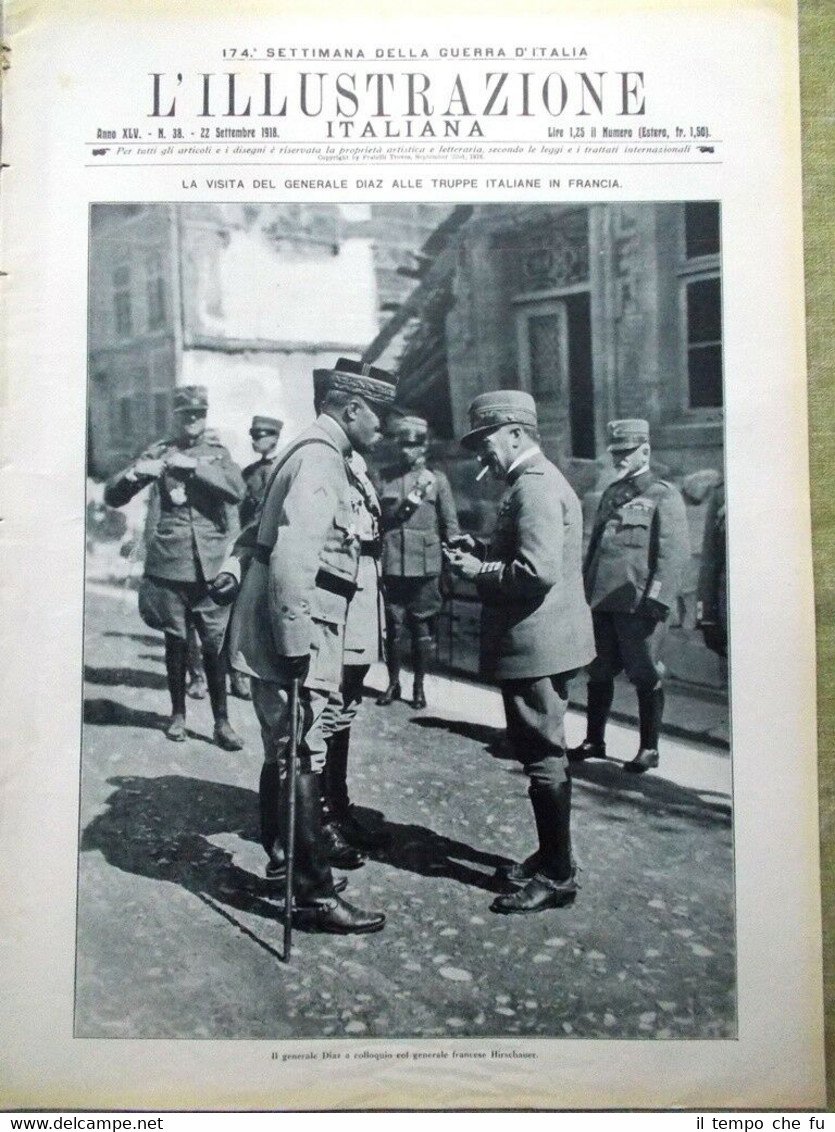 L'Illustrazione Italiana 22 Settembre 1918 WW1 Diaz Francia Saronno Tallero …