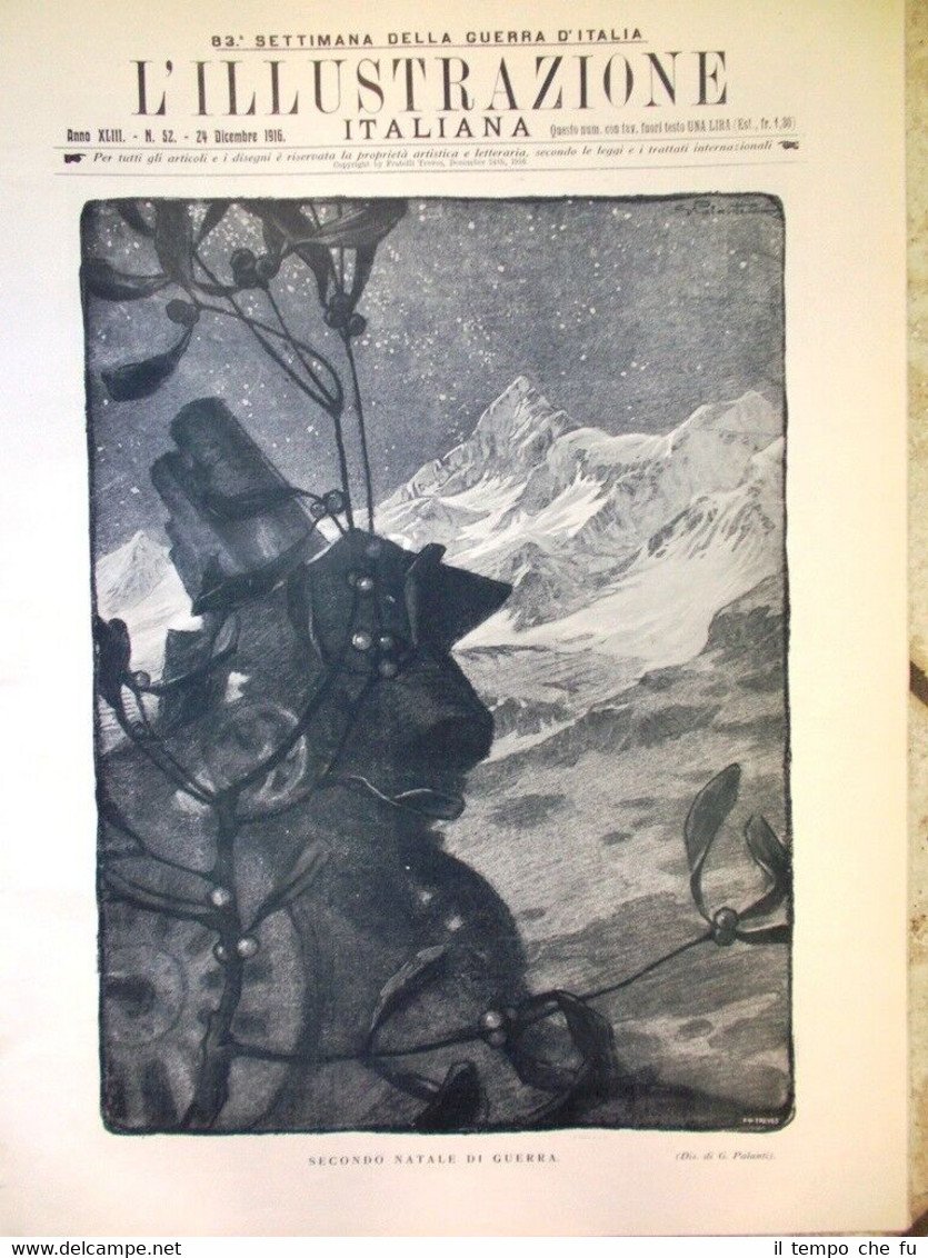 L'illustrazione Italiana 24 Dicembre 1916 WW1 Natale Camona Adamello Monfalcone