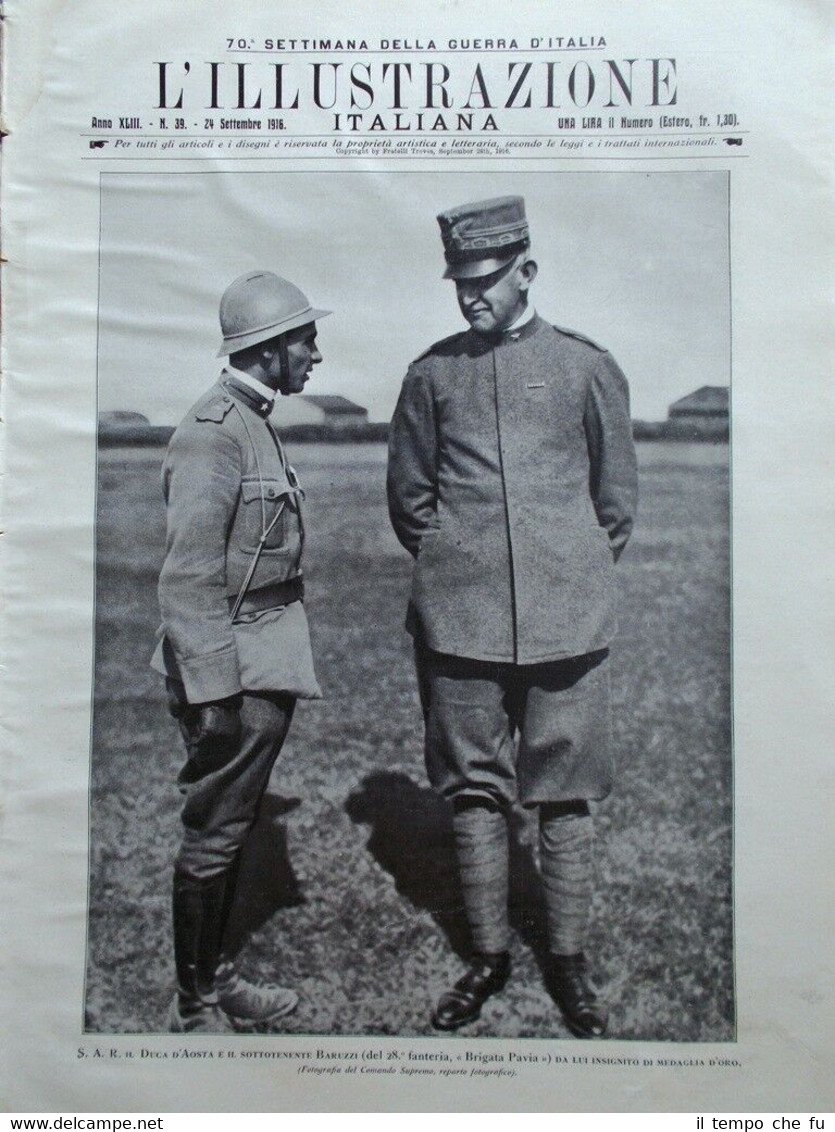 L'illustrazione Italiana 24 Settembre 1916 WW1 Carso Minerva Transilvania Aosta