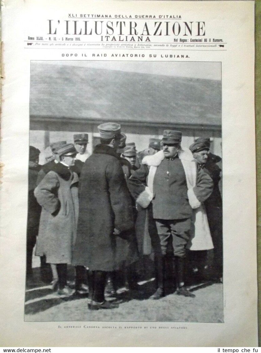 L'illustrazione Italiana 5 Marzo 1916 WW1 Salomone Bertotti Durazzo Tofane …