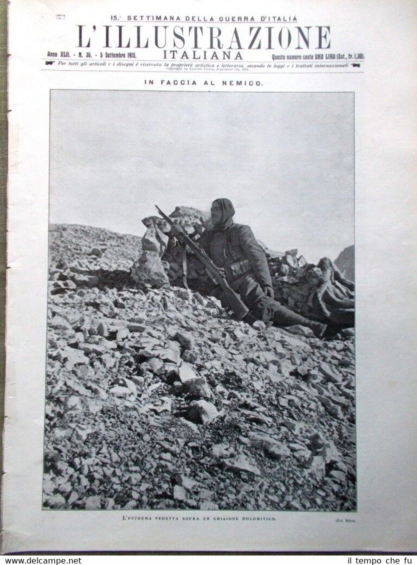 L'illustrazione Italiana 5 Settembre 1915 WW1 Isonzo Valsugana Dolomiti Alpini