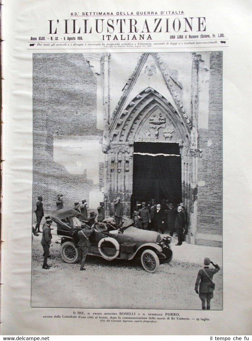 L'illustrazione Italiana 6 Agosto 1916 WW1 Giordana Altipiani Dompierre Trieste