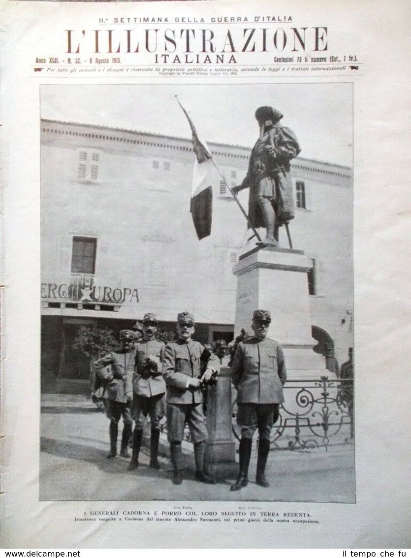 L'illustrazione Italiana 8 Agosto 1915 WW1 Cadorna Porro Barzini Andò …