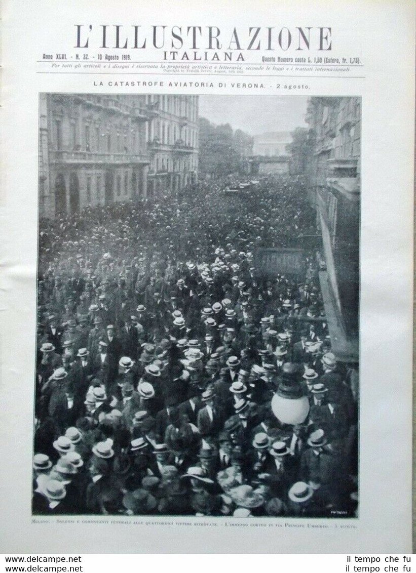 L'Illustrazione Italiana del 10 Agosto 1919 Catastrofe Aerea a Verona …