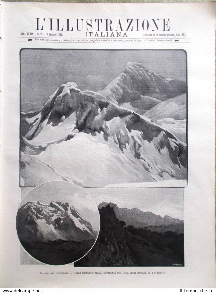 L'Illustrazione Italiana del 13 Gennaio 1907 Ruvenzori Argentina Vercelli Persia