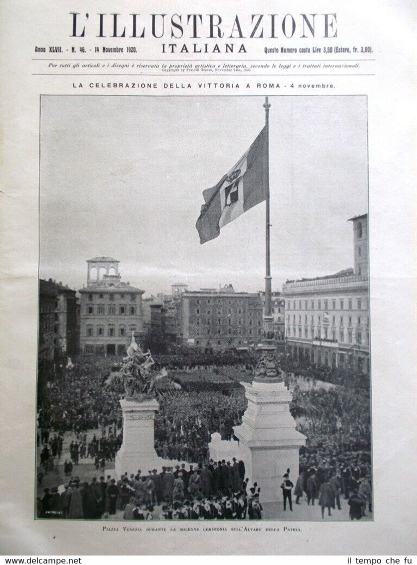 L'Illustrazione Italiana del 14 Novembre 1920 Celebrazione Vittoria Martini Roma