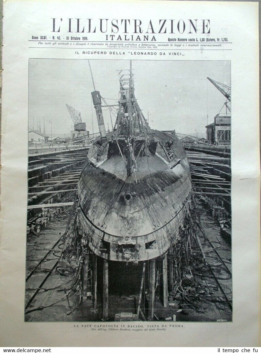 L'Illustrazione Italiana del 19 Ottobre 1919 Recupero Leonardo da Vinci …