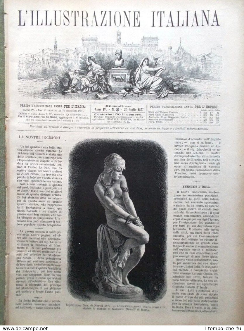 L'Illustrazione Italiana del 22 Luglio 1877 Guerra Asia Manicomio Imola …