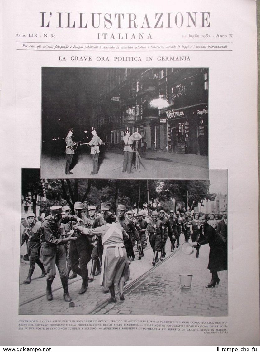 L'Illustrazione Italiana del 24 Luglio 1932 Fawcett Palmira Tour Berlino …