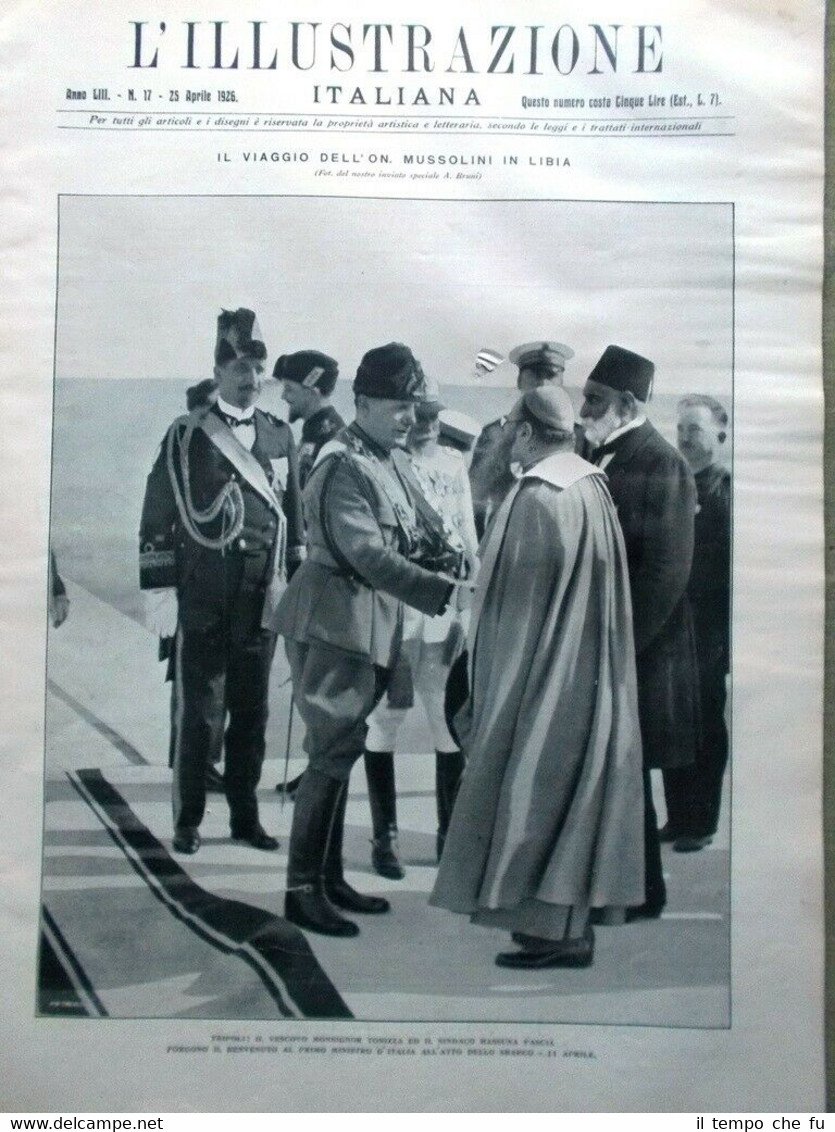 L'Illustrazione Italiana del 25 Aprile 1926 Mussolini Libia Fedra Norge …