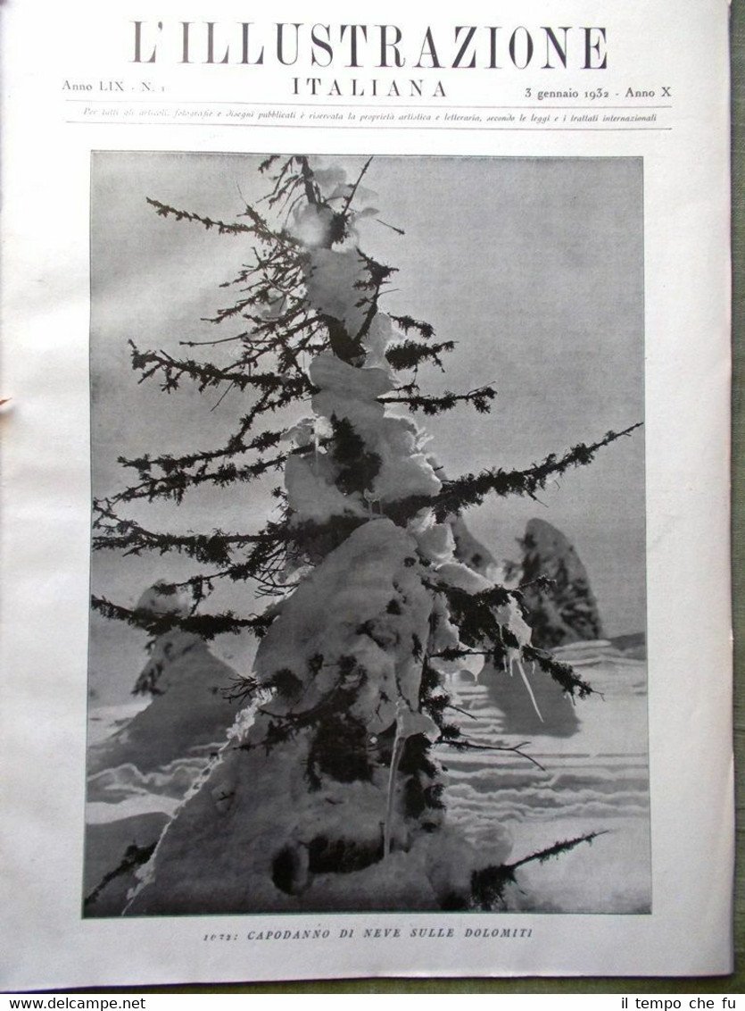 L'Illustrazione Italiana del 3 Gennaio 1932 Arnaldo Mussolini Cicognani Gardena