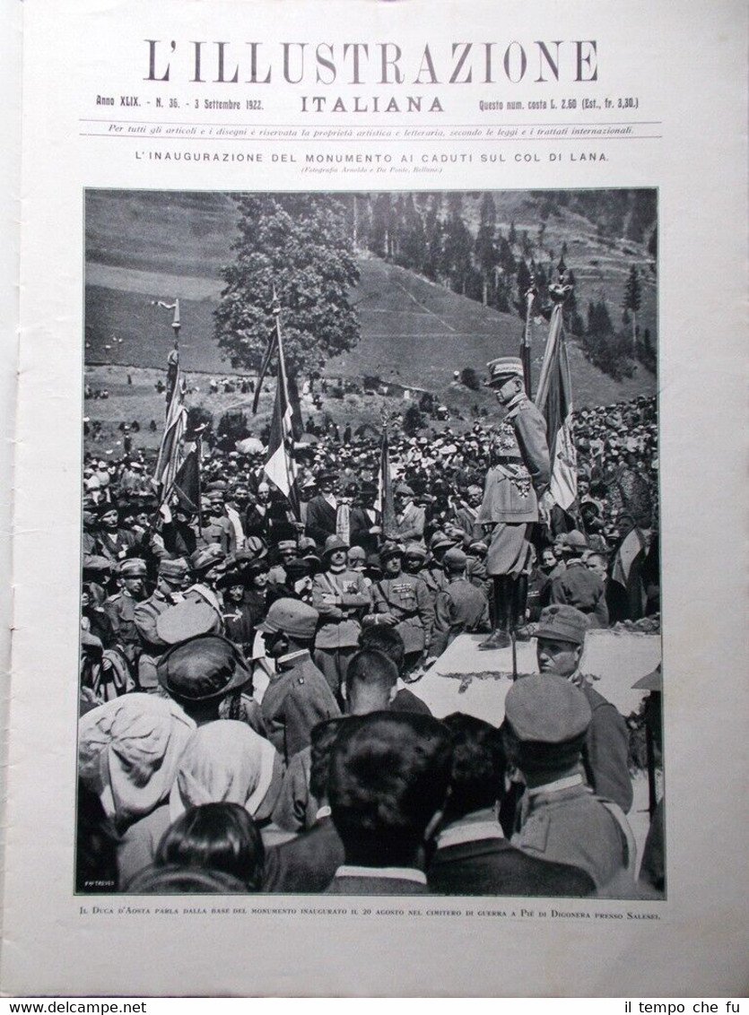 L'Illustrazione Italiana del 3 Settembre 1922 Roma Palermo Gara Canzoni …