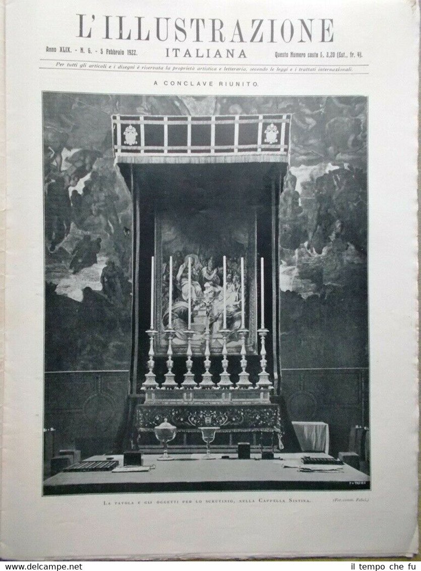 L'Illustrazione Italiana del 5 Febbraio 1922 Giovanni Verga Conclave Puccini …