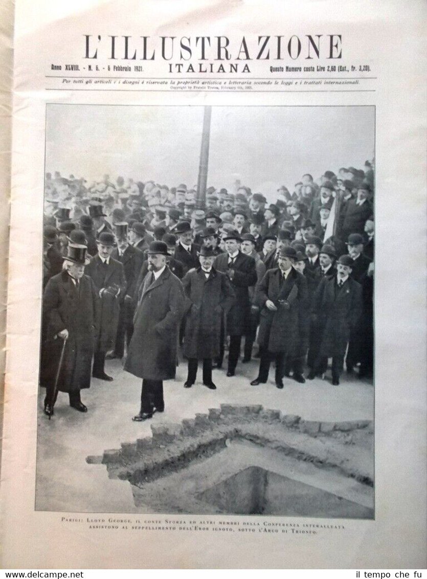 L'Illustrazione Italiana del 6 Febbraio 1921 Milite Ignoto Sartorio D'Annunzio