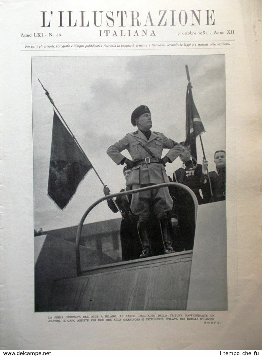 L'Illustrazione Italiana del 7 Ottobre 1934 Pirandello Duce a Milano …