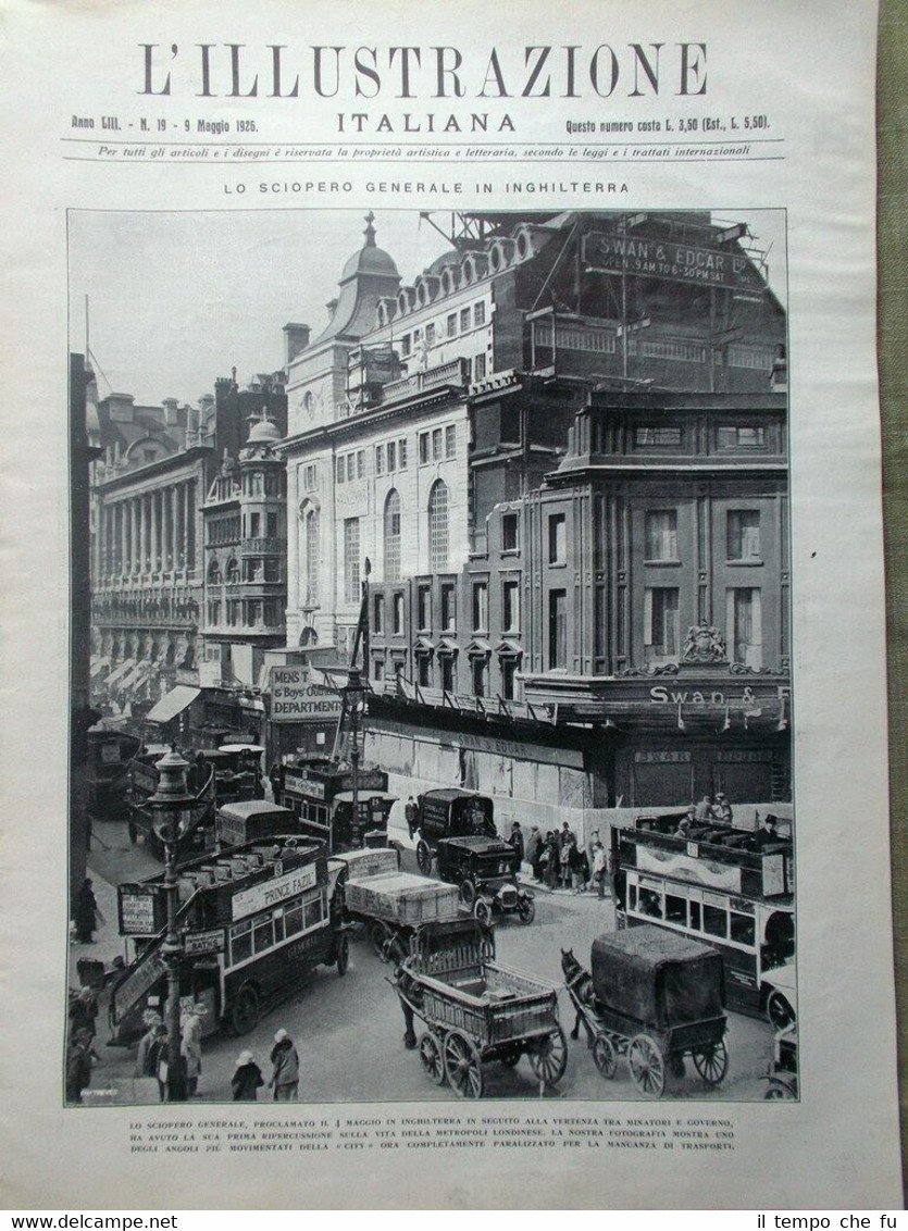 L'Illustrazione Italiana del 9 Maggio 1926 Sciopero Inghilterra Taormina Scala