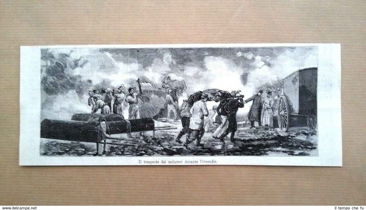 L'incendio del Ring Theater di Vienna: Trasporto dei cadaveri Incisione …