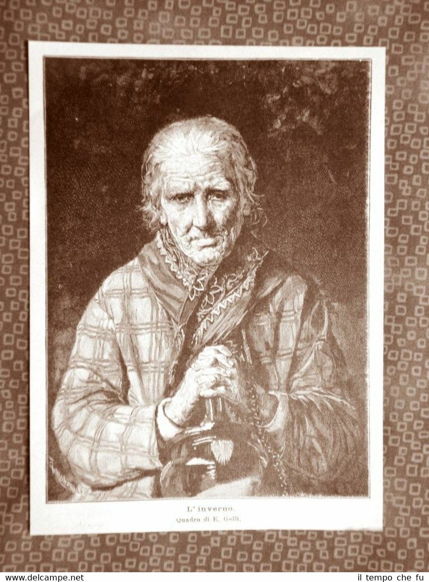 L'inverno Quadro di E. Gelli Stampa del 1894