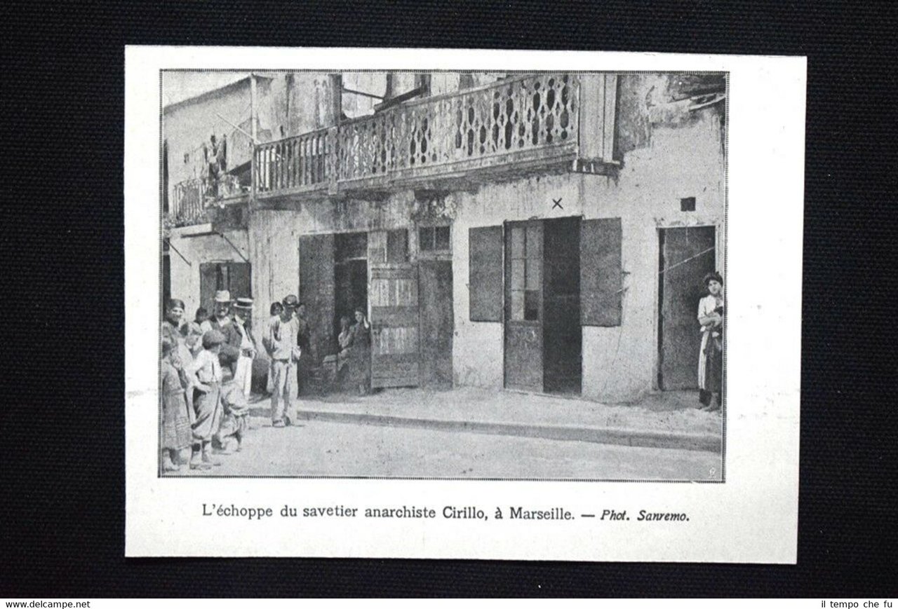 La bancarella del ciabattino anarchico Cirillo, Marsiglia Stampa del 1906 | Immagine principale