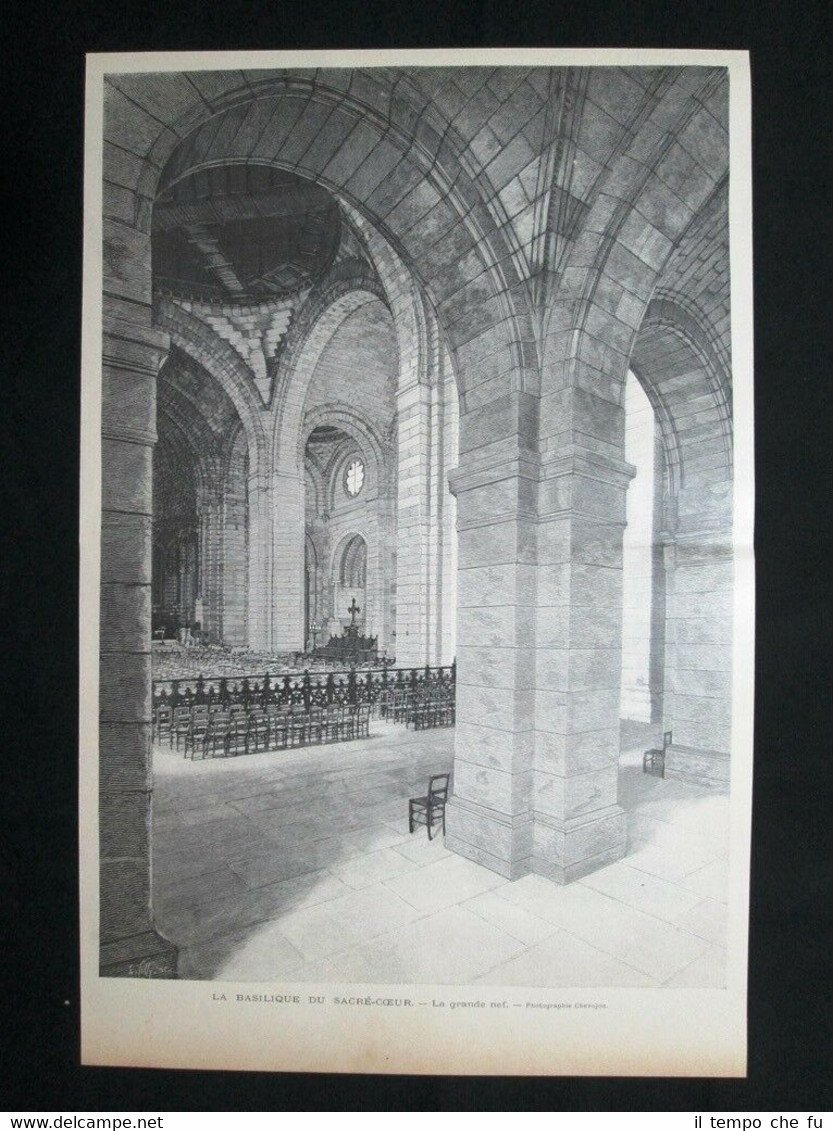 La Basilica del Sacro Cuore – La grande navata Incisione …