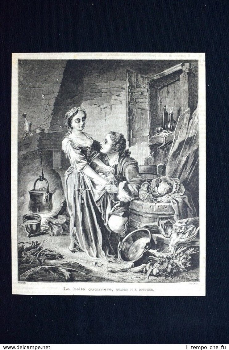 La bella cuciniera, Quadro di F. Boucher Incisione del 1875 | Immagine principale