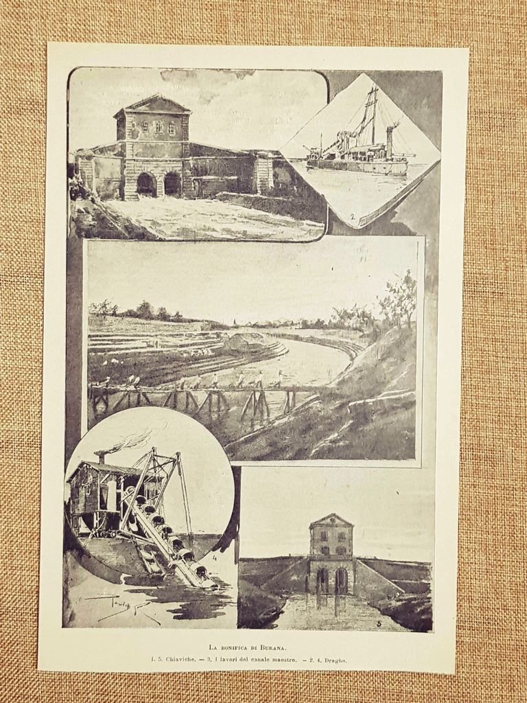 La Bonifica di Burana nel 1899 Chiaviche Lavori del canale … | Immagine principale