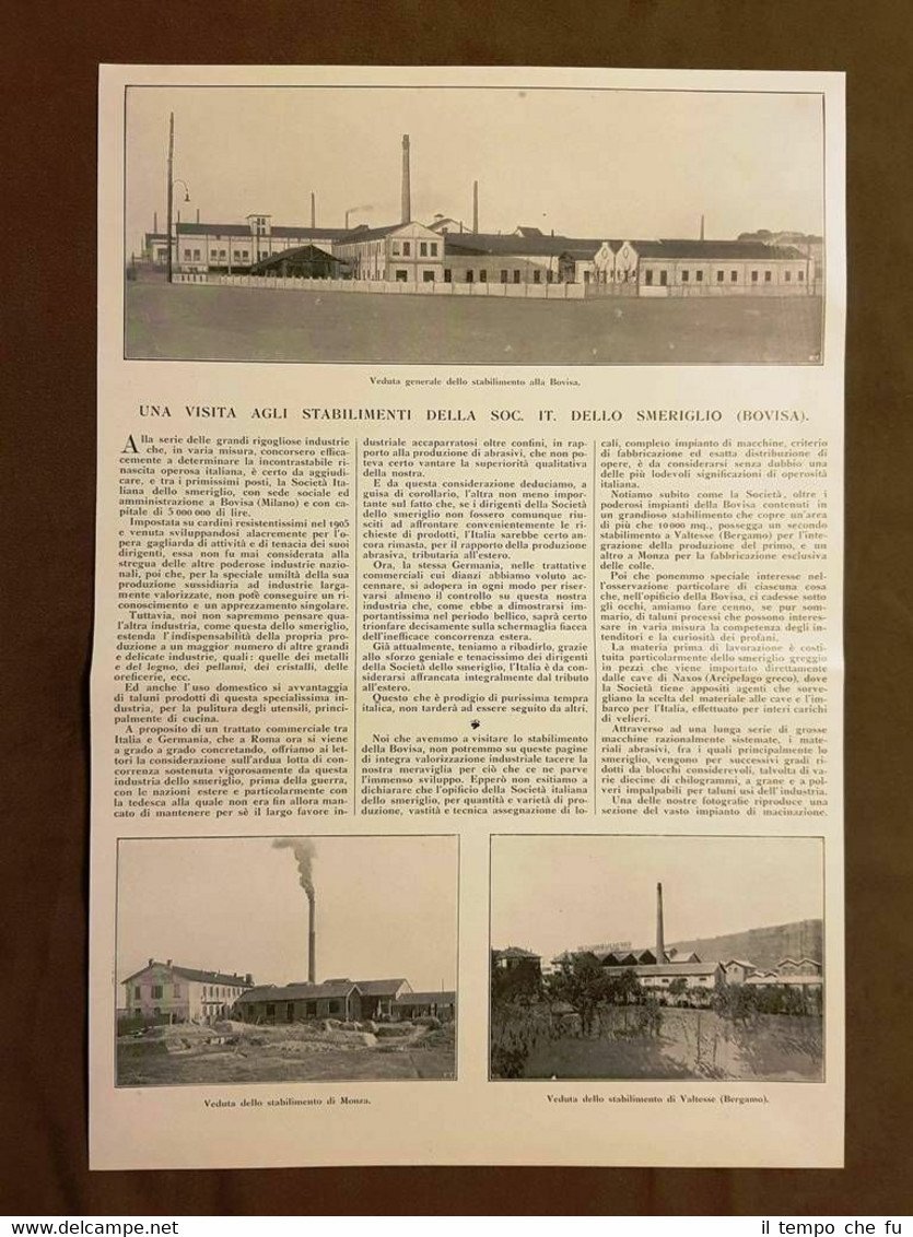 La Bovisa nel 1925 Stabilimenti della Società Italiana dello smeriglio …