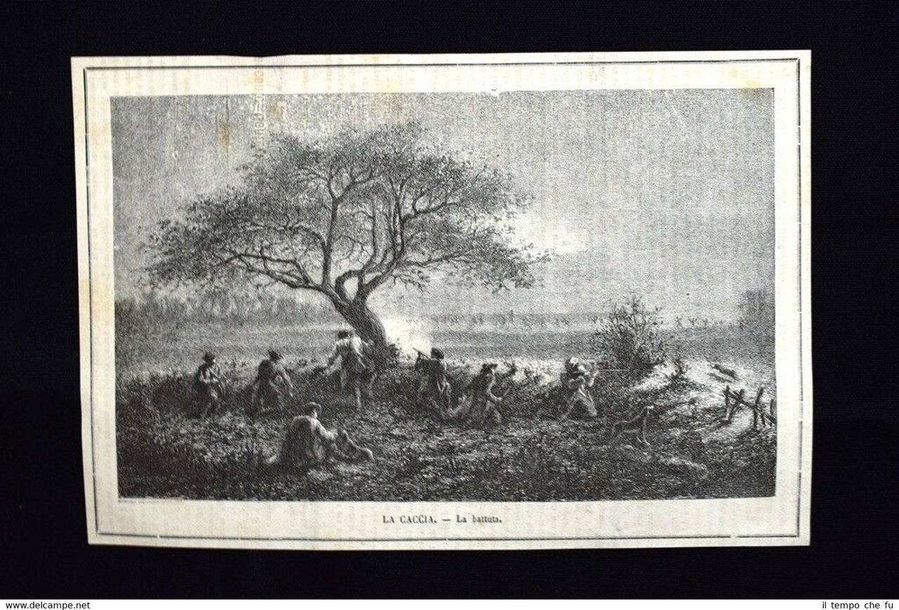La caccia - La battuta Incisione del 1870 | Immagine principale