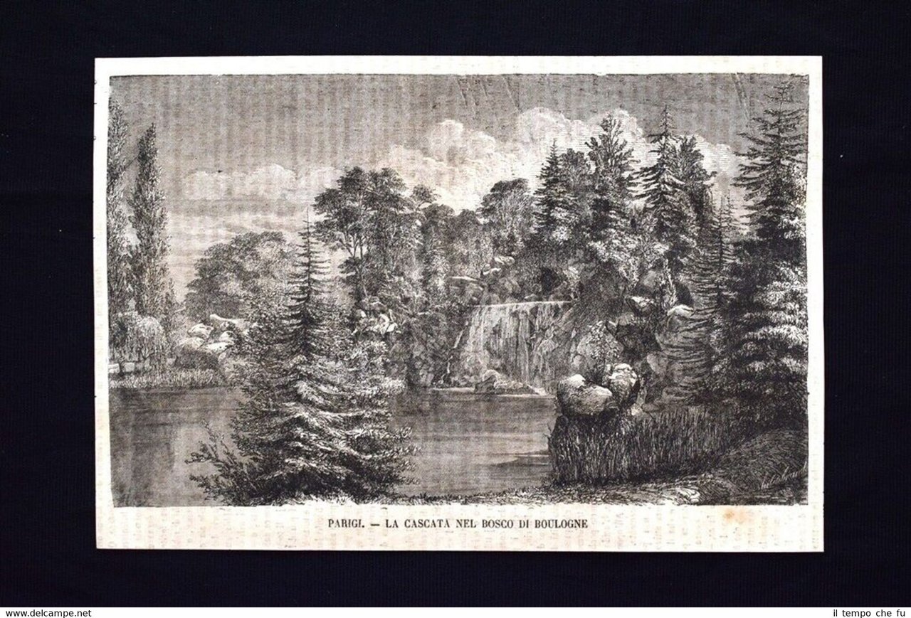 La cascata nel bosco di Boulogne, a Parigi Incisione del …