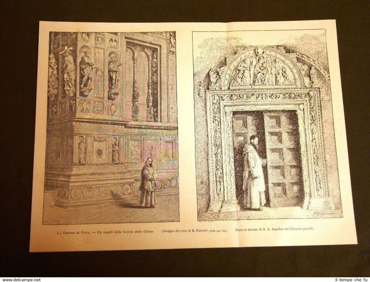 La Certosa di Pavia nel 1886 Facciata e Porta in …