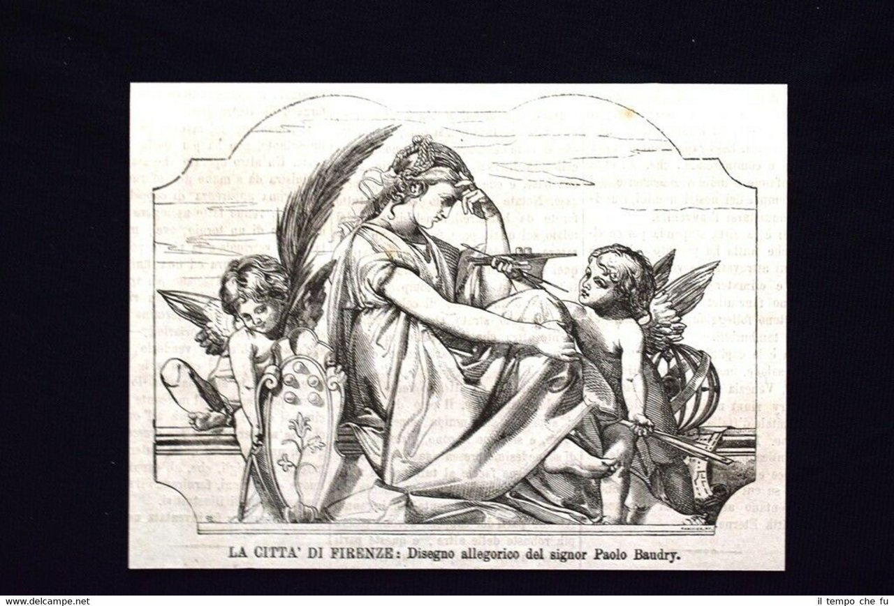 La città di Firenze: Disegno allegorico di Paolo Baudry Incisione … | Immagine principale