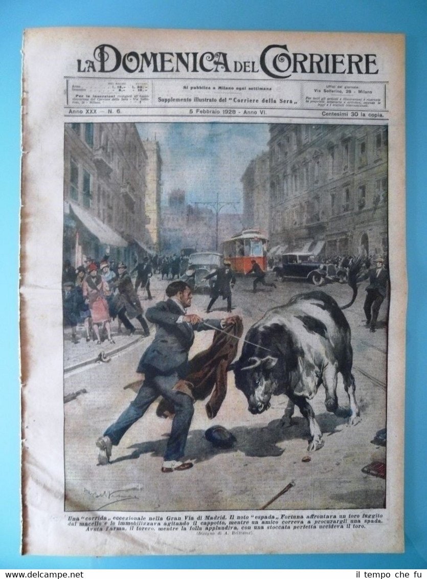La Domenica del Corriere 05 Febbraio 1928 Madrid Corrida Torero …