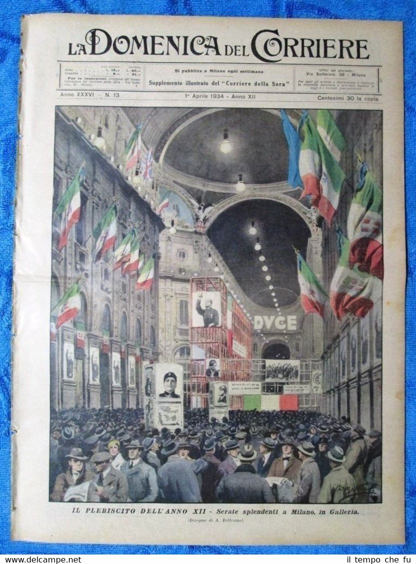 La Domenica del Corriere 1 aprile 1934 Milano - Juanita …