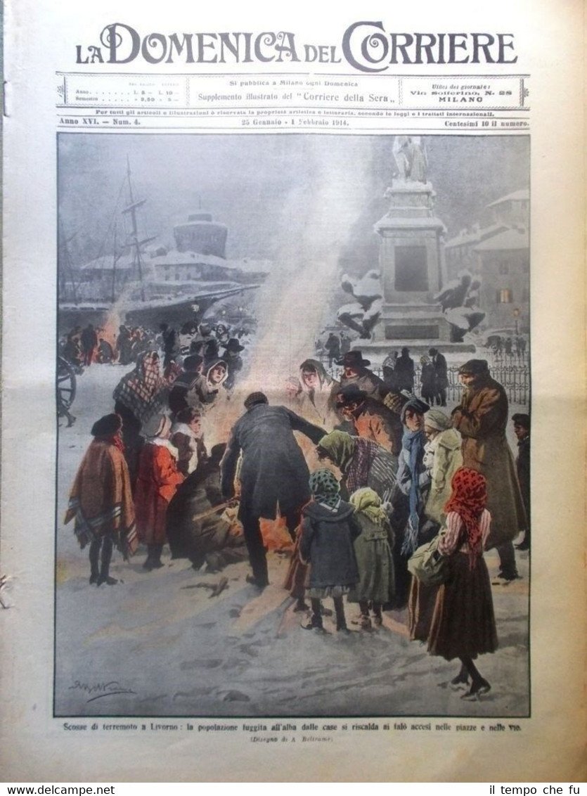 La Domenica del Corriere 1 Febbraio 1914 Terremoto Carcano Gioconda …