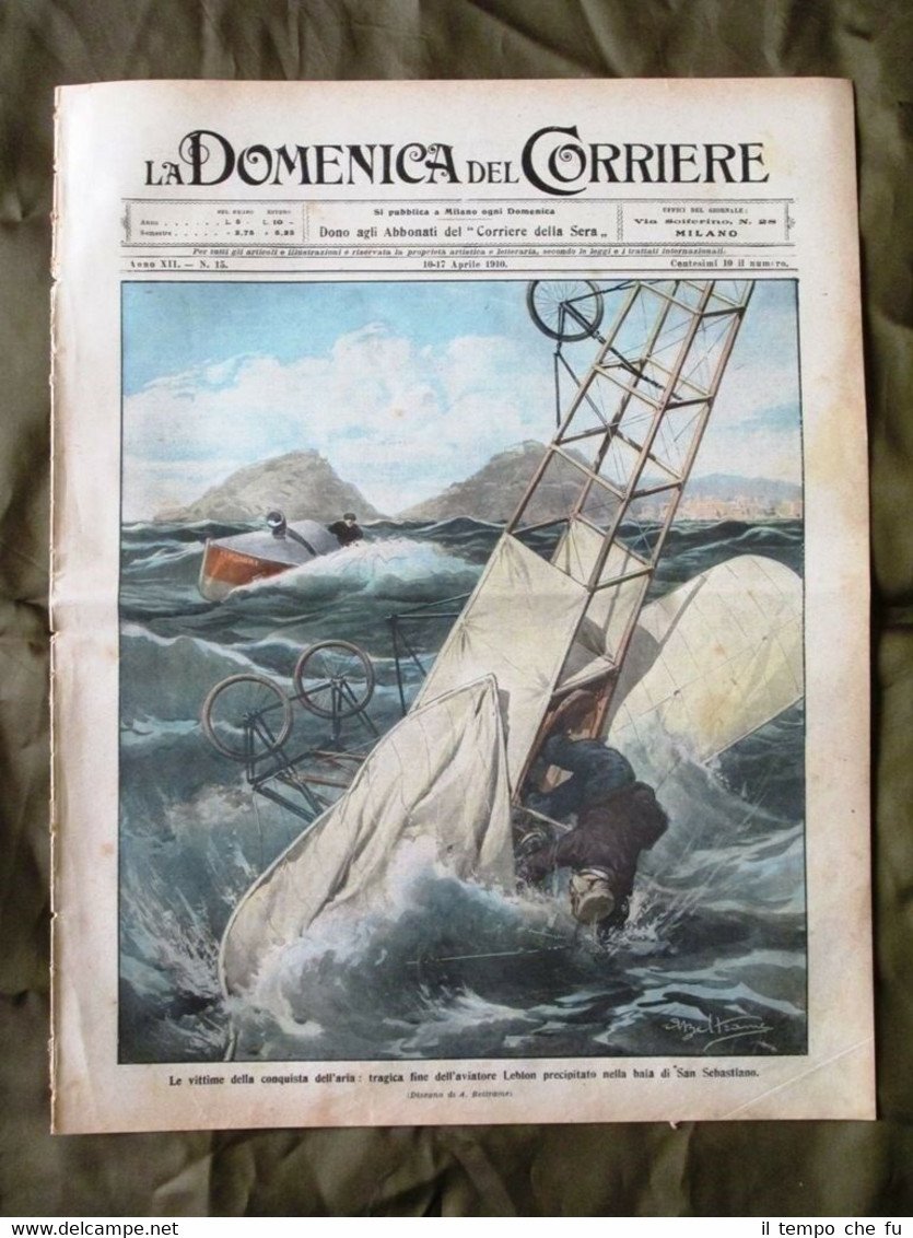La Domenica del Corriere 10 Aprile 1910 Aviatore Leblon Sovrani … | Immagine principale