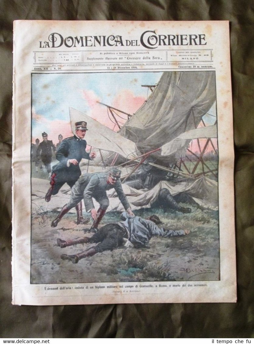 La Domenica del Corriere 11 Dicembre 1910 Biplano Pattinaggio Chiesa …