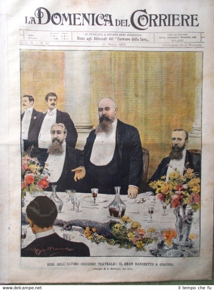 La Domenica del Corriere 11 Marzo 1900 Giacosa Carnevale Nizza …