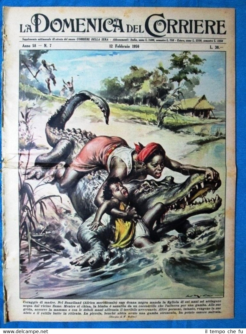 La Domenica del Corriere 12 febbraio 1956 Suaziland- E. Dissat-Olimpiadi …