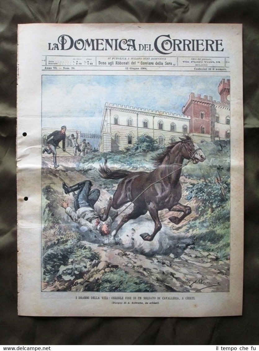 La Domenica del Corriere 12 Giugno 1904 Cavalleria Mongolfiera Saint …