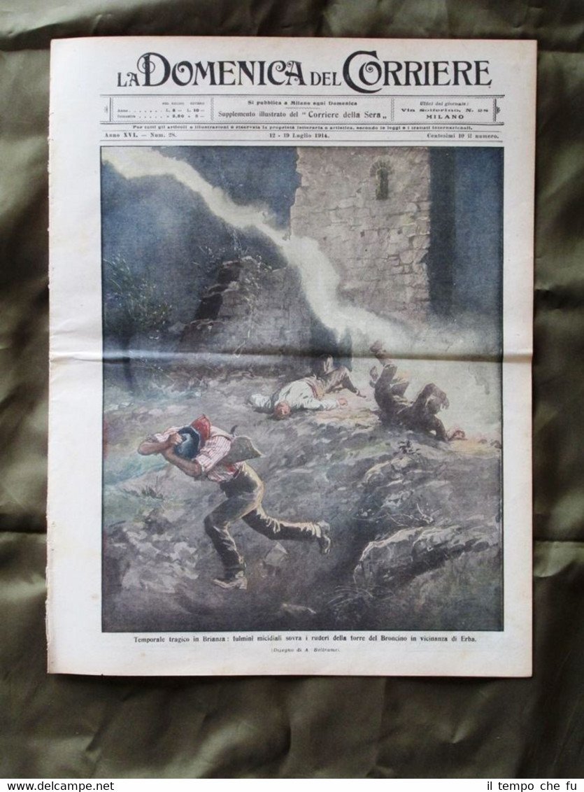 La Domenica del Corriere 12 Luglio 1914 Temporale Brianza Carabiniere …