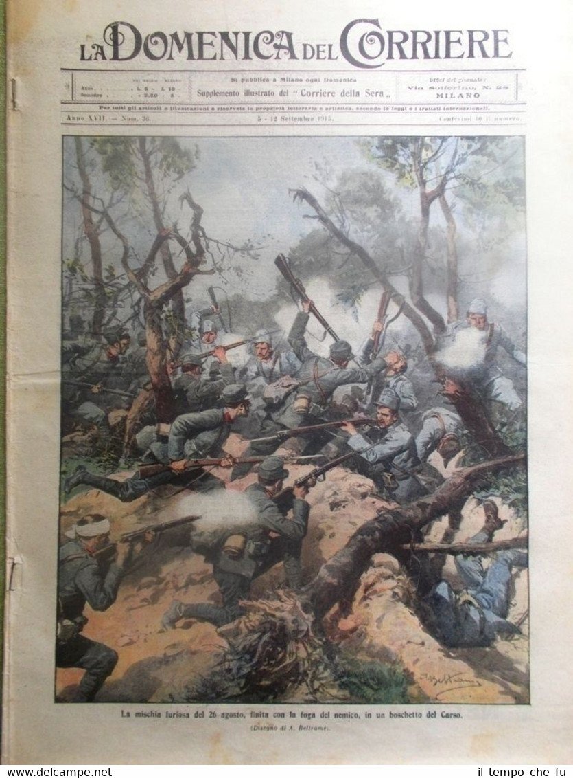 La Domenica del Corriere 12 Settembre 1915 WW1 Carso Alpini …