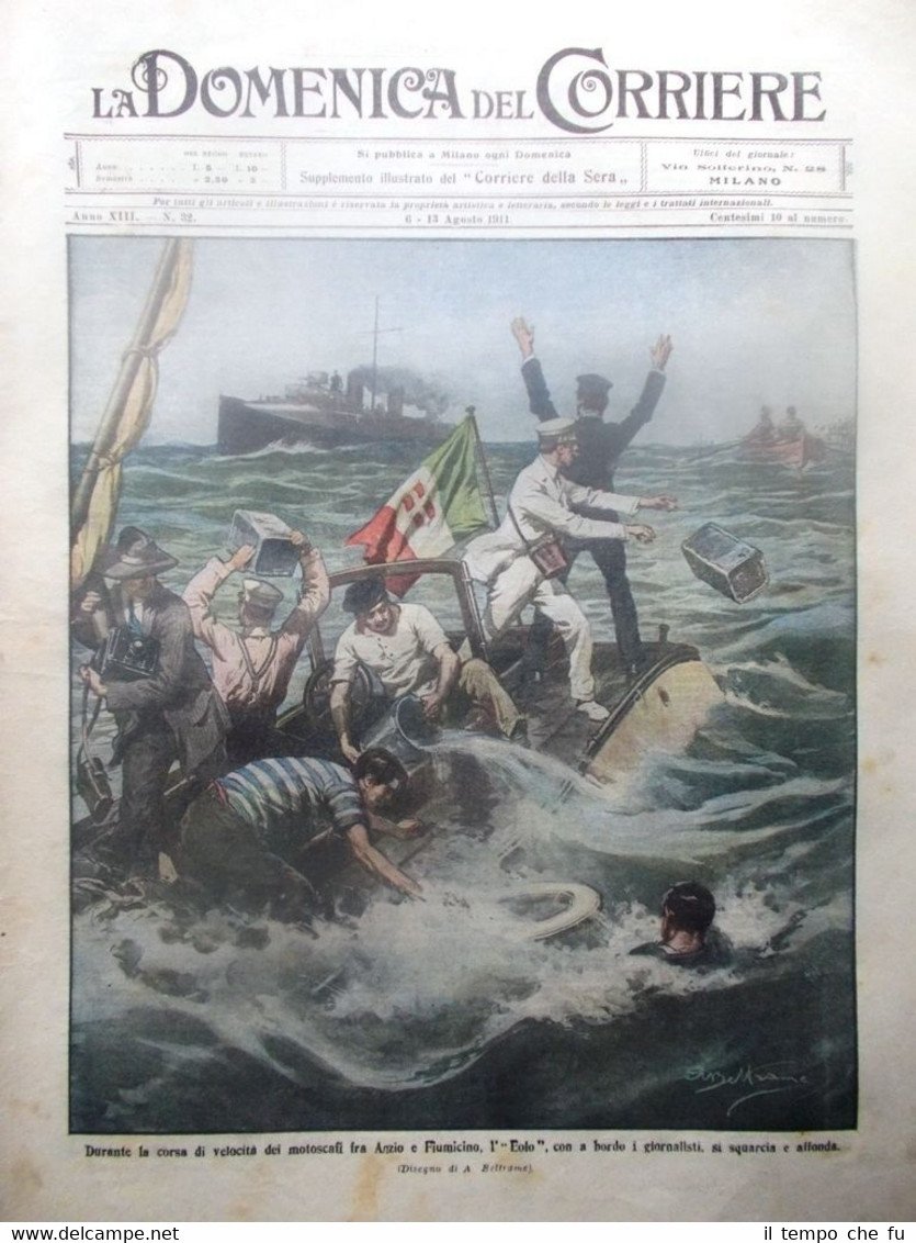 La Domenica del Corriere 13 Agosto 1911 Rapisardi Motoscafi Atmosfera …