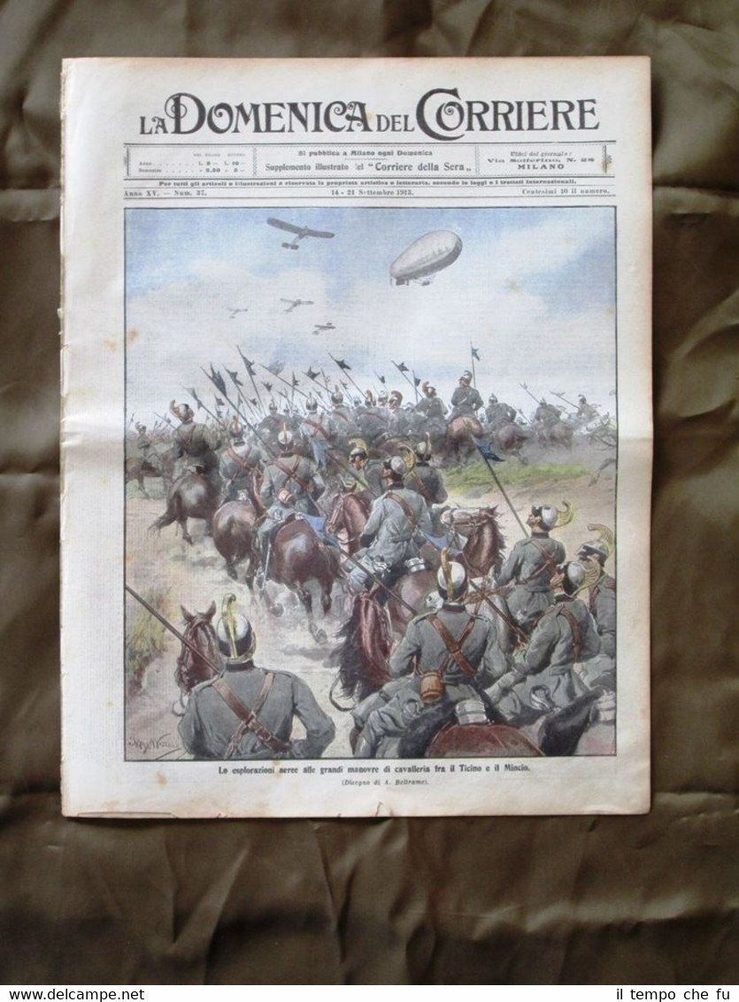 La Domenica del Corriere 14 Settembre 1913 Cavalleria Salvataggio Auto …