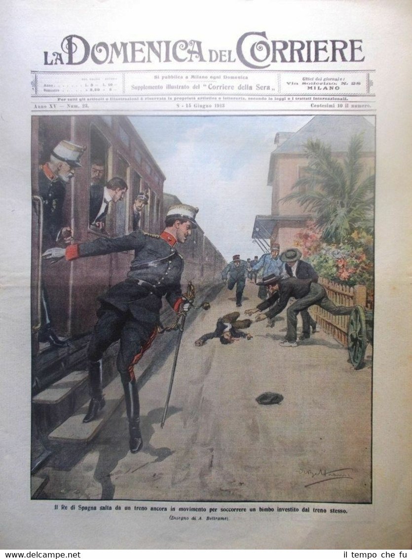 La Domenica del Corriere 15 Giugno 1913 Re Spagna Aviazione …