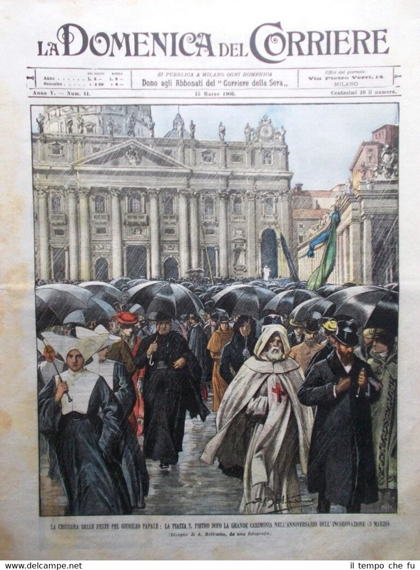 La Domenica del Corriere 15 Marzo 1903 Giubileo Leone XIII …